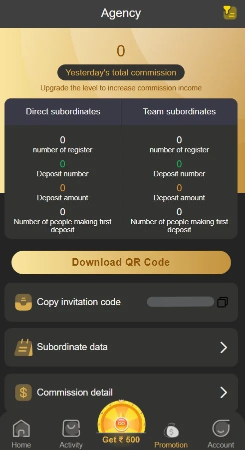 Big Daddy game Refer and Earn Program page